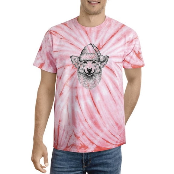 Corgi Portrait W Santa Hat Tie Dye Cyclone Men -Image by Shutterstock, Male Small