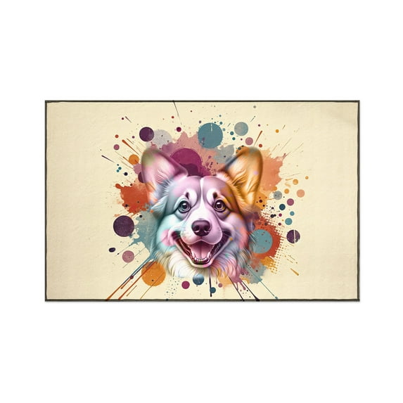 Corgi Portrait Watercolor Vintage Retro Styles Indoor Rug Welsh Corgi Dog Lover Gifts Idea Carpet Living Bed Room Sofa Home Decor - 00001