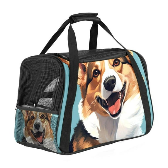 Corgi Premium Fabric Pet Bag - Durable 900D Oxford Cloth - Cozy Sherpa Base - Ideal for Cats - Adjustable Nylon Webbing Straps - 17x10x11.8in/43x26x30cm Size