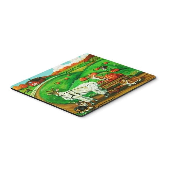Corgi Pumpkin Ride With Goat Mouse Pad, Hot Pad or Trivet