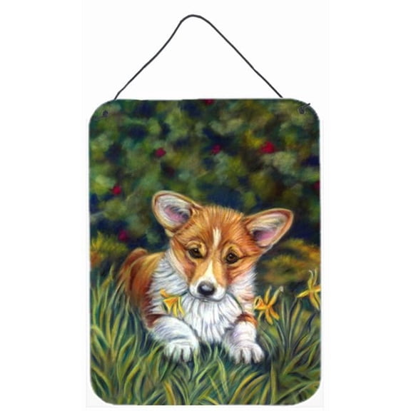 Corgi Pup And Daffodils Wall and Door Hanging Prints