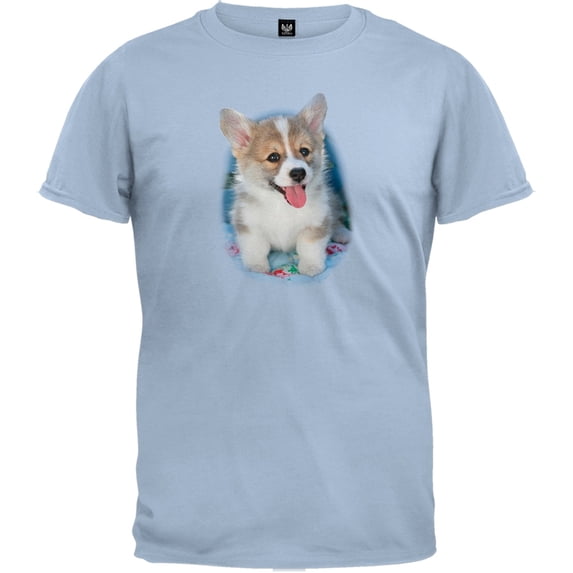 Corgi Pup Light Blue T-Shirt - Small