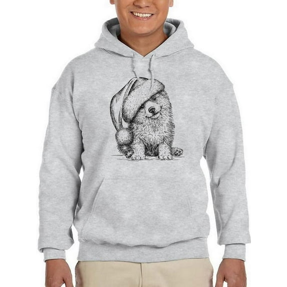 Corgi Pup W Santa Hat Hoodie Men -Image by Shutterstock, Male 3X-Large