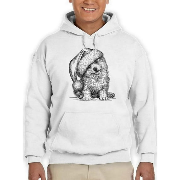 Corgi Pup W Santa Hat Hoodie Men -Image by Shutterstock, Male XX-Large