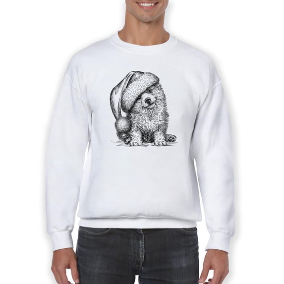 Corgi Pup W Santa Hat Sweatshirt Men -Image by Shutterstock, Male Small