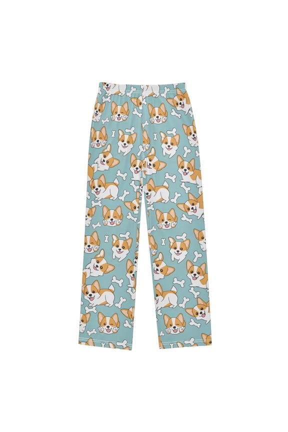 Corgi Puppy White Bones Pajama Pants Soft and Lightweight Elastic Waistband Pajama Pants