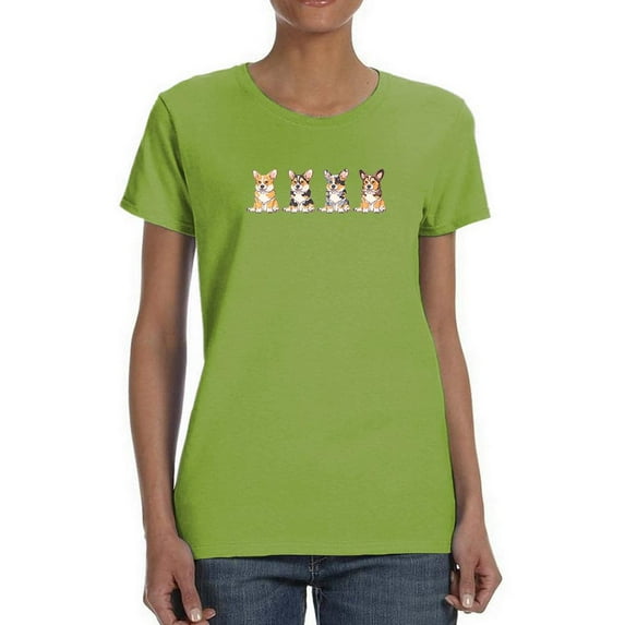 Corgi Pups Banner T-Shirt Women -Image by Shutterstock, Female 4X-Large