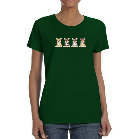 Corgi Pups Banner T-Shirt Women -Image by Shutterstock, Female 5X-Large
