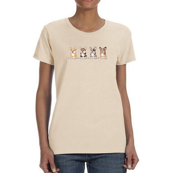 Corgi Pups Banner T-Shirt Women -Image by Shutterstock, Female Large