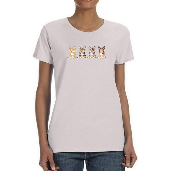 Corgi Pups Banner T-Shirt Women -Image by Shutterstock, Female Medium