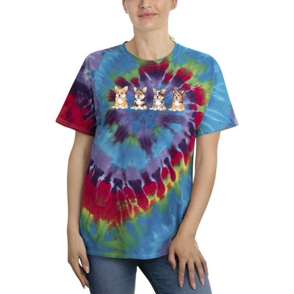 Corgi Pups Banner Tie Dye Spiral Women -Image by Shutterstock, Female Large