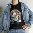 thumbnail image 1 of Corgi Riding Dinosaur T-rex Space Galaxy Rainbow T-Shirt, 1 of 2