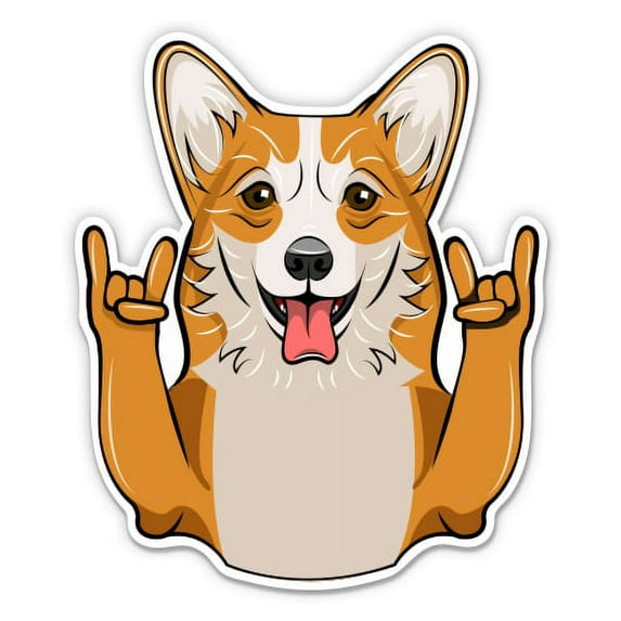 Corgi Rock On - 5" Vinyl Sticker - For Car Laptop I-Pad - Waterproof Decal