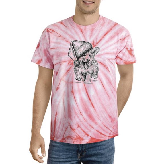 Corgi Running W Santa Hat Tie Dye Cyclone Men -Image by Shutterstock, Male XX-Large