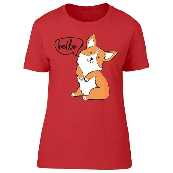 Corgi Says Hello T-Shirt Women -Image by Shutterstock, Female Medium