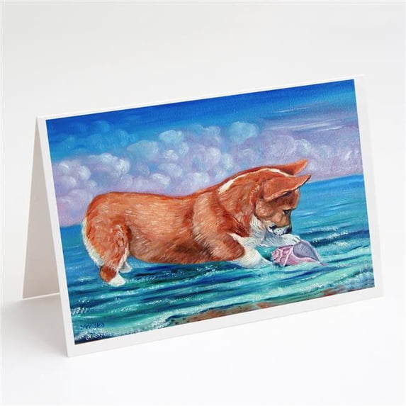 Corgi Sea Shell Find Greeting Cards & Envelopes - Pack of 8