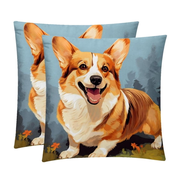 Corgi Set of 2 Velvet Throw Pillow Covers Inserts for Bed Pillow - 16x16 18x18 20x20 Inches with Unique Patterns for Various Occasions