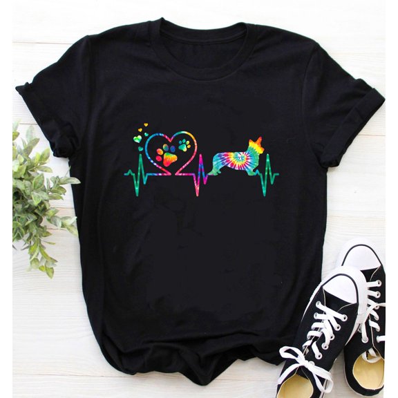 Corgi Shirt / Corgi T-shirt / Corgi Xmas Shirt / Corgi Christmas Shirt / Corgi Heartbeat Tie Dye Shirt