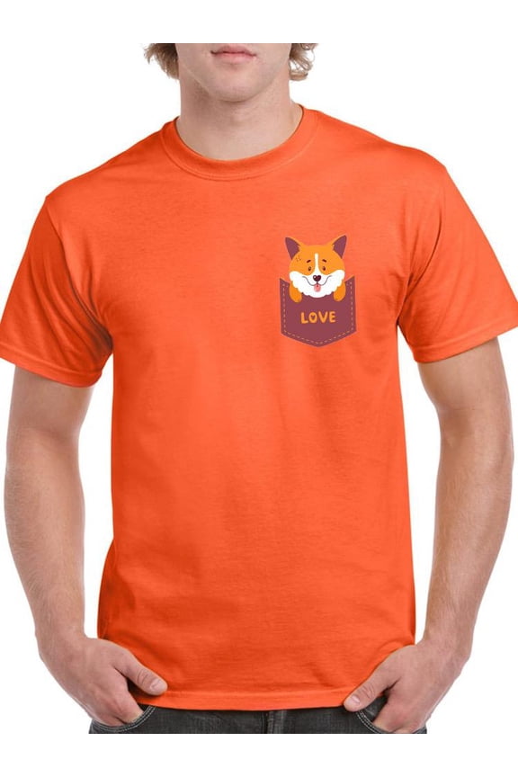 Corgi Sitting Inside Pocket T-Shirt Men -Image by Shutterstock, Male Medium