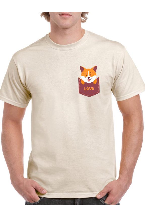 Corgi Sitting Inside Pocket T-Shirt Men -Image by Shutterstock, Male x-Large