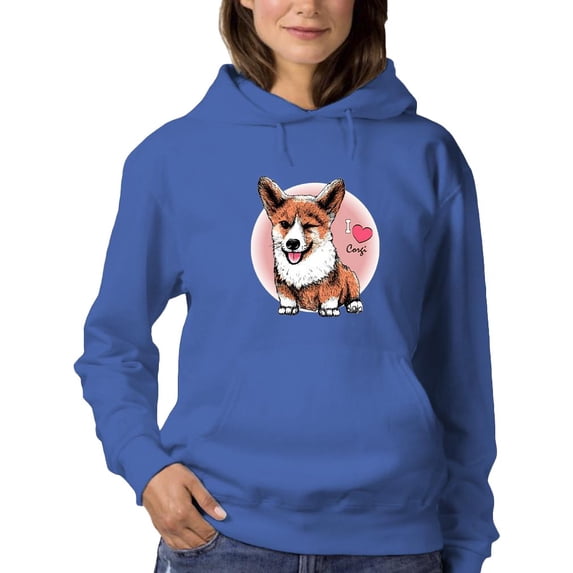 Corgi Smile I Heart Corgi Hoodie Women -Image by Shutterstock, Female 4X-Large