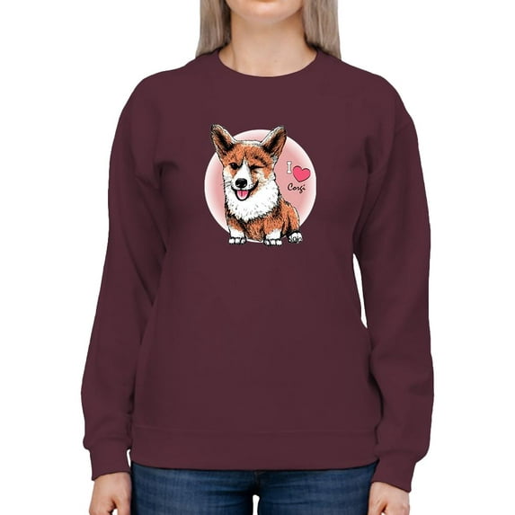 Corgi Smile I Heart Corgi Sweatshirt Women -Image by Shutterstock, Female Small