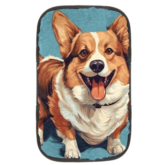 Corgi Soft Comfortable Furry Printed Car Armrest Mat Pad Cover Accessories 12.5x8.2 Inch