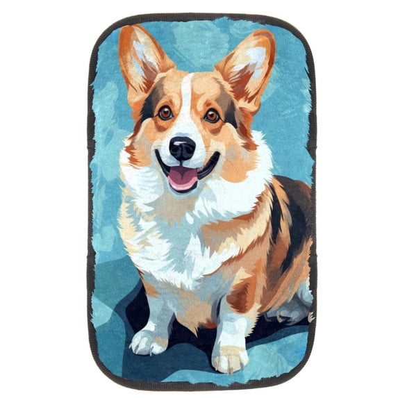 Corgi Soft Furry Printed Car Armrest Cover Pad 12.5x8.2 Inch for Comfort and Style