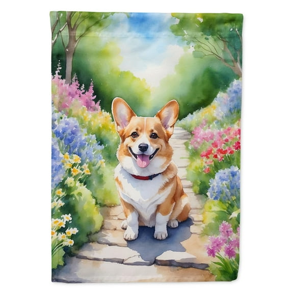 Corgi Spring Path Garden Flag 11.25 in x 15.5 in