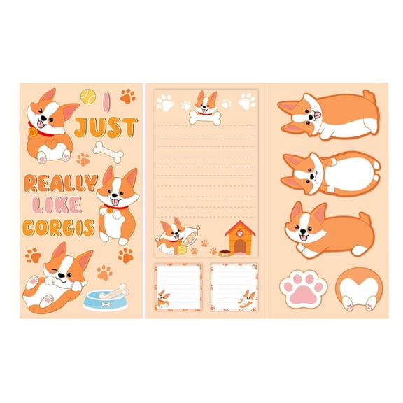 Corgi Sticky Note Pads Dog Notepad Cute Cartoon Animal Post Reminder Memo Pad for Annotating Office Classroom Study Supplies