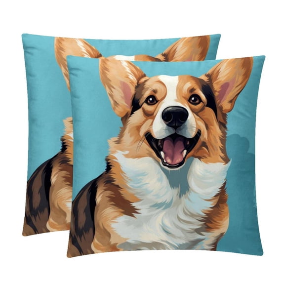 Corgi Sumptuous Velvet Throw Pillow Covers Set of 2, Decorative Bed Pillow Cases with Unique Patterns for Home Decor, Sizes 16x16, 18x18, 20x20 Inches