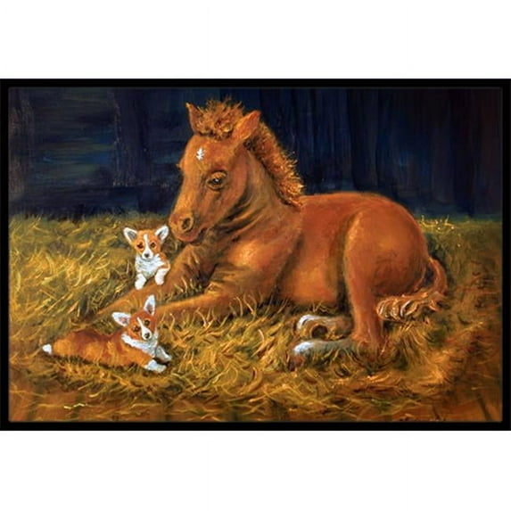 Corgi Sunrise With Colt Indoor & Outdoor Mat- 24 x 36 in.
