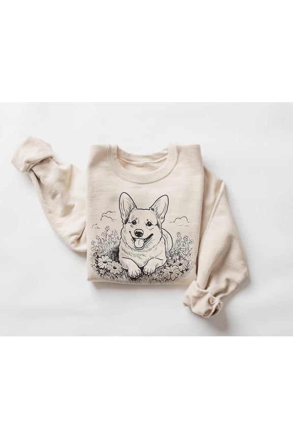 Corgi Sweatshirt, Dog Lover, Animal Print Sweater, Retro Puppy Graphic Pullover, Dog Crewneck501 Sweatshirt All Size S-5XL