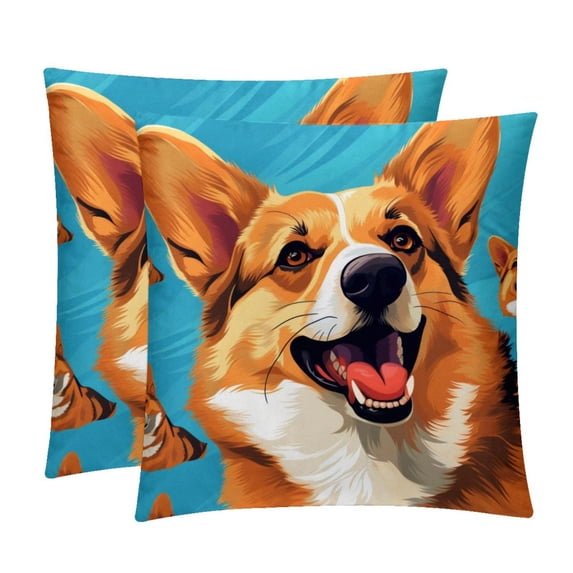 Corgi Throw Pillow Covers Set of 2 for Chair Pillow Covers for Various Occasions - 16x16, 18x18, 20x20 Inches - Decorative Pillows Covers with Unique Patterns