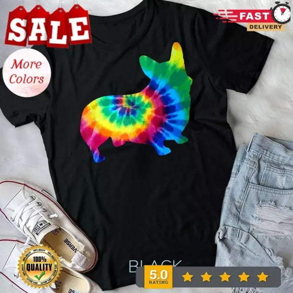 Corgi Tie Dye Vintage Hippie Dog Corgi Mom Dad T-Shirt Unisex S-5XL Hot Trending Shirt, Vintage Birthday Gift