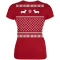 thumbnail image 1 of Corgi Ugly Christmas Sweater Red Juniors Soft T-Shirt, 1 of 1