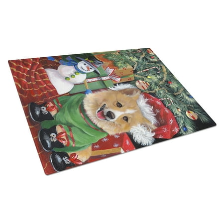 Corgi Under my Christmas Tree Glass Cutting Board Large
