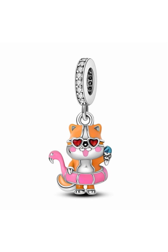Corgi Vacation Style Pendant Charm, Compatible with Most Bracelet, Charm for Bracelet
