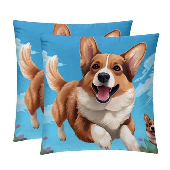 Corgi Velvet Throw Pillow Covers Set of 2 with Unique Patterns in Sizes 16x16, 18x18, and 20x20 Inches for Chair Pillow