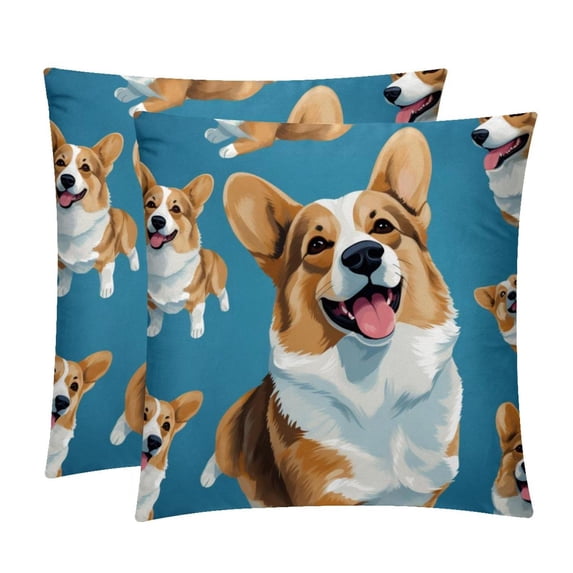Corgi Velvet Throw Pillow Inserts with Unique Patterns - Set of 2 - 16x16, 18x18, 20x20 inches for Throw Pillow Covers - Various Occasions