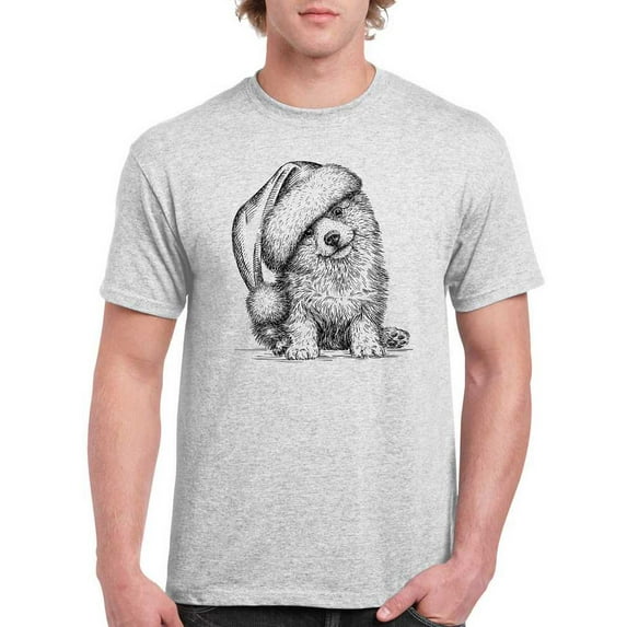 Corgi W Christmas Hat T-Shirt Men -Image by Shutterstock, Male 3X-Large