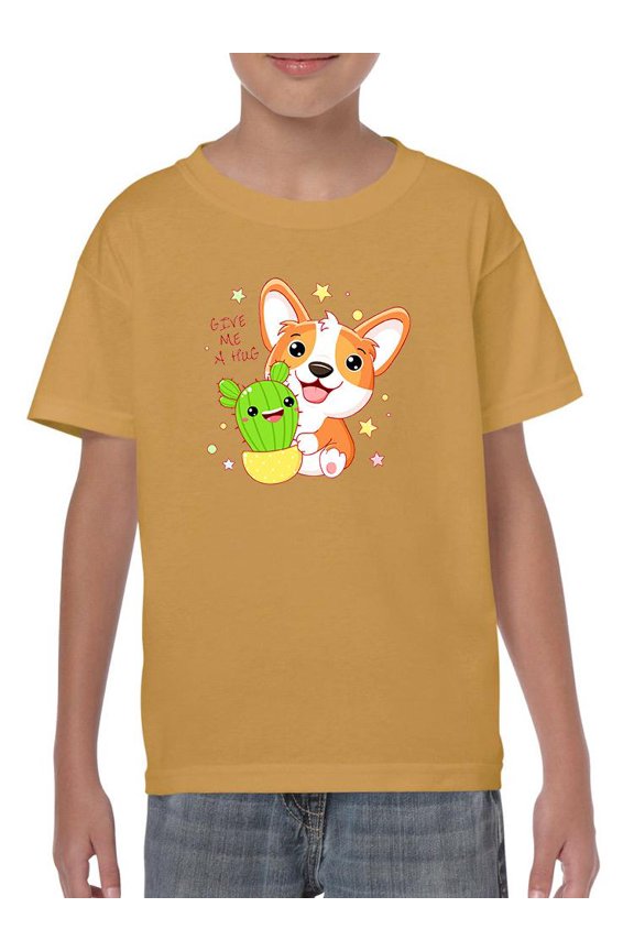 Corgi W Kawaii Cactus T-Shirt Juniors -Image by Shutterstock, Large