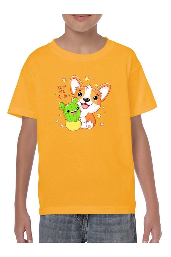 Corgi W Kawaii Cactus T-Shirt Juniors -Image by Shutterstock, x-Small
