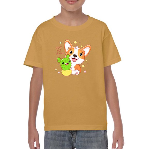 Corgi W Kawaii Cactus T-Shirt Juniors -Image by Shutterstock,  x-Small
