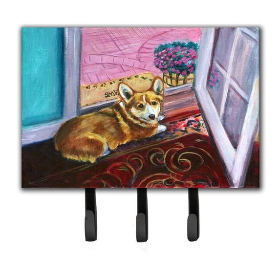 Corgi Watching From the Door Leash or Key Holder