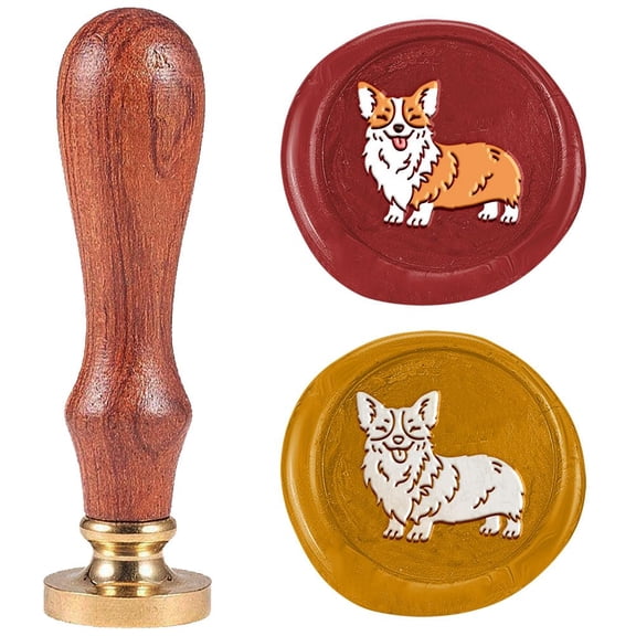 Corgi Wax Seal Stamp 1" Dog Vintage Sealing Stamps Removable Brass Head Seal Stamp with Wooden Handle for Envelope Greeting Card Wedding Invitations Wine Package Gift Wrapping Golden