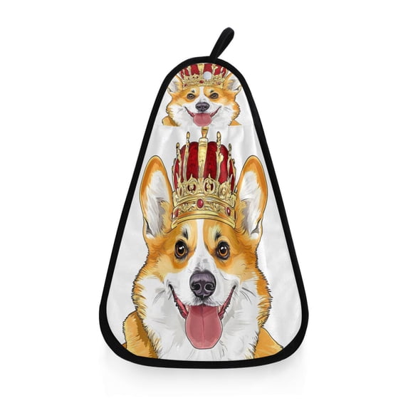 Corgi Wears A Crown Hand Towel Quick Drying Home Storage Kitchen Towel Hooks Dish Cloths
