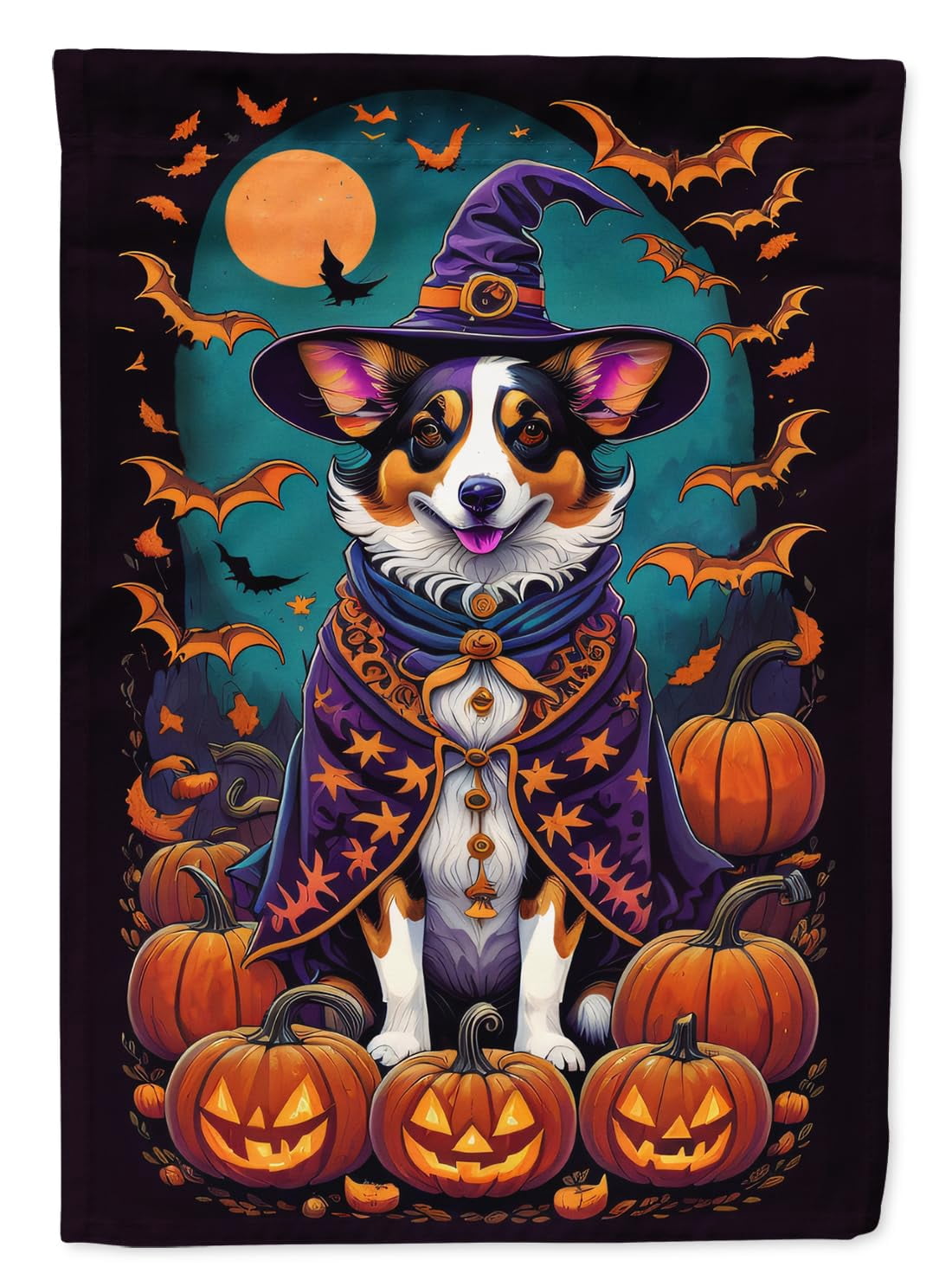 Corgi Witchy Halloween Garden Flag 11.25 in x 15.5 in