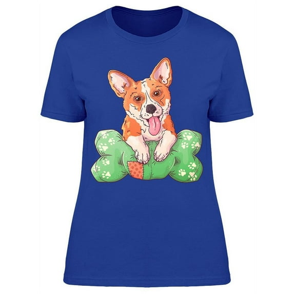 Corgi With A Bone Pillow Tee Women's -Image by Shutterstock