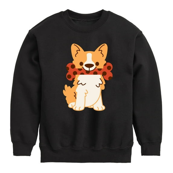 Corgi With Bone - Toddler And Youth Crewneck Fleece Sweatshirt